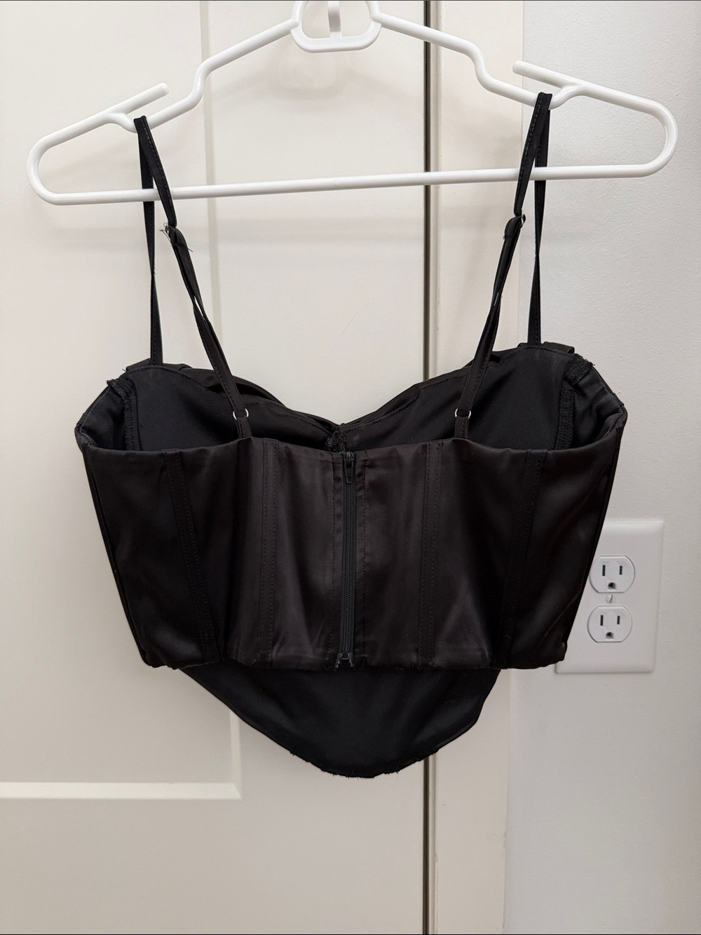 Black Satin Bustier Crop Top - Picture 4 of 4